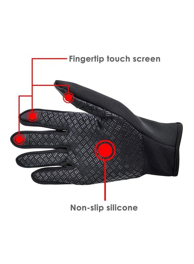 Ytuomzi Winter Gloves Touch Screen Warm Gloves Cold Weather Windproof Cycling Driving Riding Bike Telefingers Thermal Gloves Non-Slip Silicone Gel Adjustable Full Finger Mittens (Black, X-Large) - Image 4