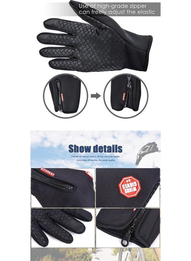 Ytuomzi Winter Gloves Touch Screen Warm Gloves Cold Weather Windproof Cycling Driving Riding Bike Telefingers Thermal Gloves Non-Slip Silicone Gel Adjustable Full Finger Mittens (Black, X-Large) - Image 5