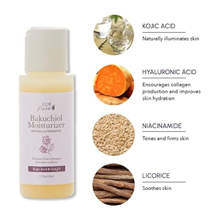 100 % Pure 100% PURE Bakuchiol Facial Moisturizer Natural Retinol Alternative Face Cream with Anti Aging Antioxidants Hyaluronic & Kojic Acid Squalene Daily Skincare for Women & Men - 1.7 fl oz - Image 5