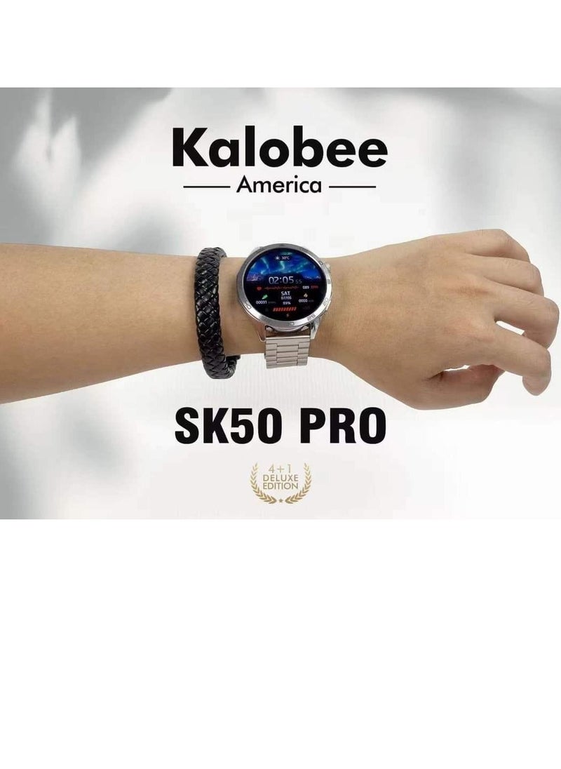 SK 50 Pro Smart Watch AMOLED Screen with 3 Straps an additional Bracelet and Wireless Charging Multicolour