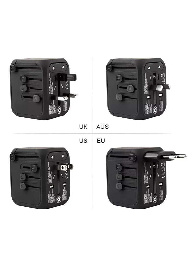 Travel Adapter Worldwide All in One Universal Travel Adapter Wall AC Power Plug Adapter Wall Charger with Smart High Speed 3 USB Ports & 1 Type C Ports USA EU UK AU Asia 160 Countries  - Image 3