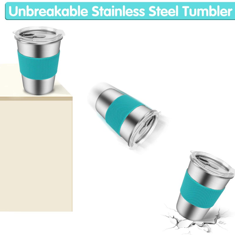 SSAWcasa Kids Cups with Lids and Straws, 6 Pack 12oz Spill Proof Tumblers for Kids, Stainless Steel Toddler Cups, Unbreakable Water Drinking Glasses, BPA-Free Reusable Metal Sippy Mug for Child Adult Outdoor - Image 4