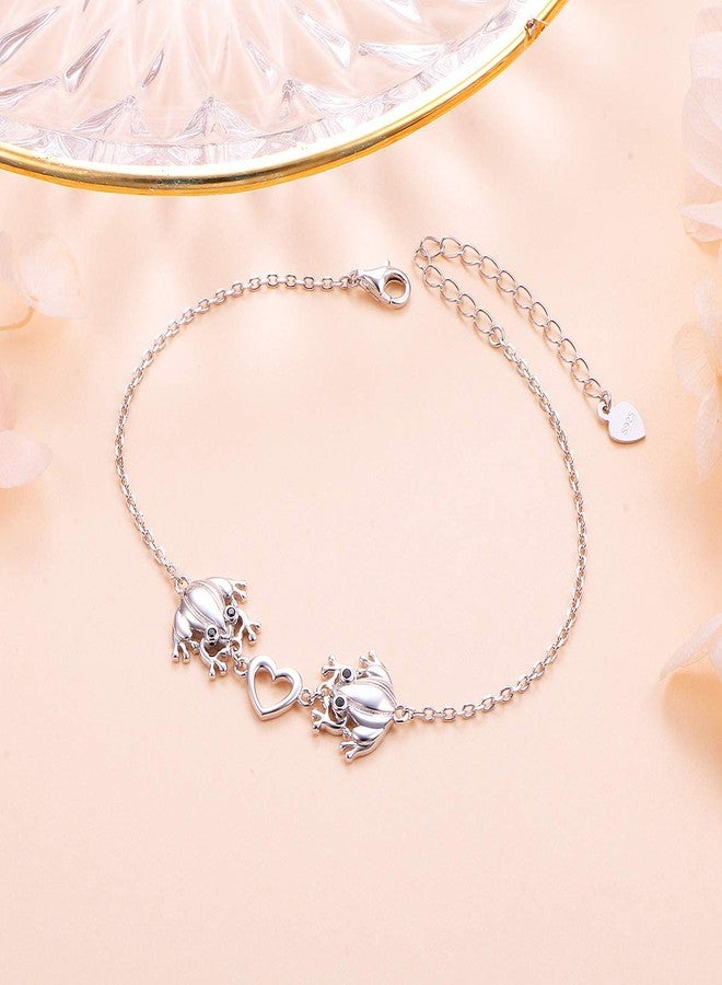 ALPHM S925 Sterling Silver Frog Link Animal Heart Toad Bracelet for Women Jewelry - Image 3