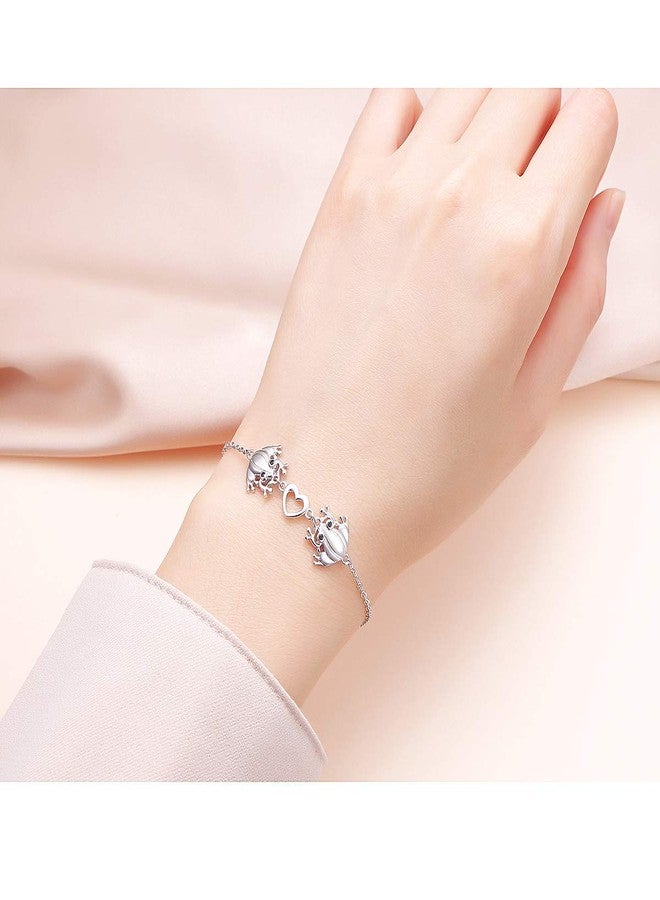 ALPHM S925 Sterling Silver Frog Link Animal Heart Toad Bracelet for Women Jewelry - Image 2