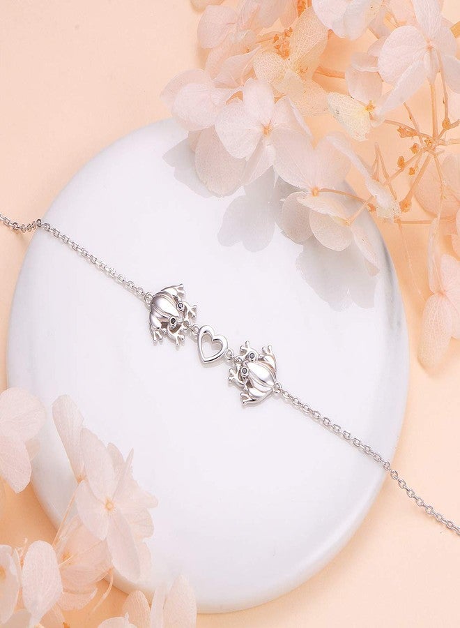 ALPHM S925 Sterling Silver Frog Link Animal Heart Toad Bracelet for Women Jewelry - Image 4
