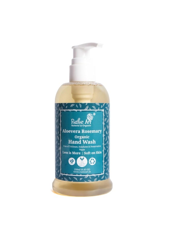 راستيك أرت غسول اليدين العضوي من روستيك آرت بخلاصة الصبار وإكليل الجبل | طبيعي، نباتي | لا يسبب الجفاف، مرطب | خالٍ من الكبريتات والبارابين | ٢٥٠ مل - Image 1