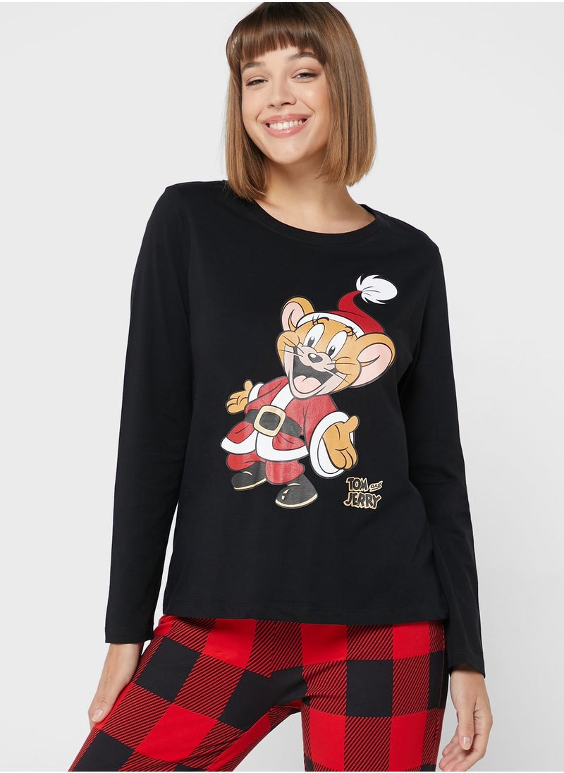 Warner Bros - Tom & Jerry Print Pyjama Set - Image 1