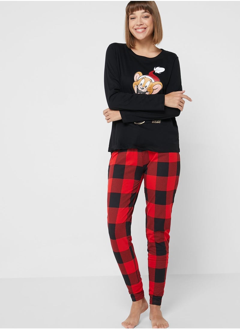 Warner Bros - Tom & Jerry Print Pyjama Set - Image 1