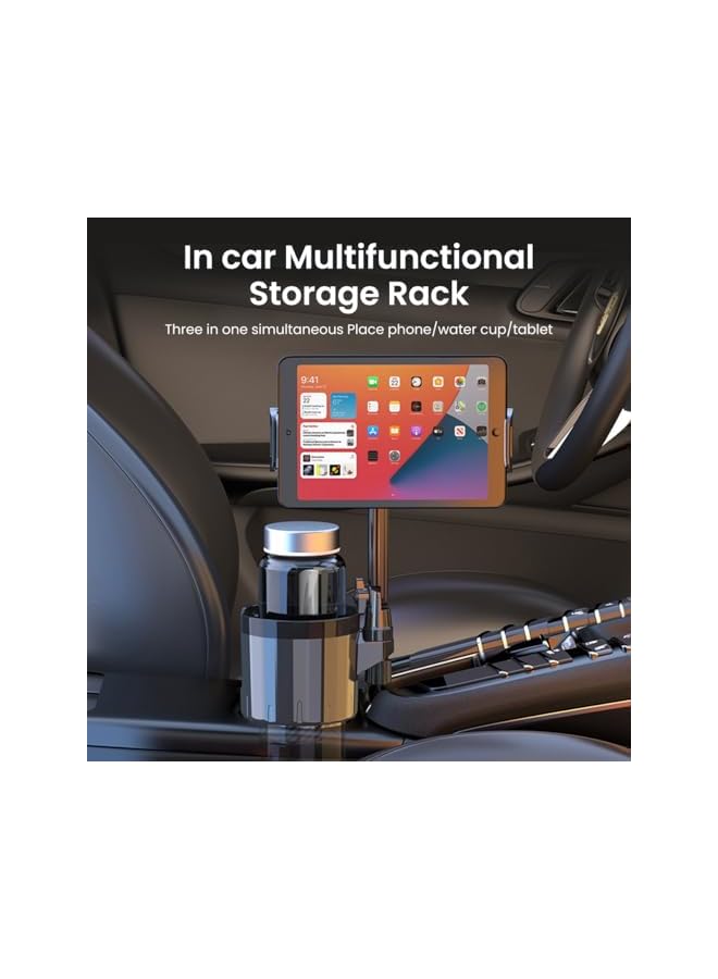 S-TOP BrandName Cup Holder Phone & Tablet Mount,2-in-1 Adjustable Car Cup Holder Expander with Long Arm,360° Rotating Car Mobile Stand Universal Phone and Tablet for SUV Desk Versatile & - Image 2