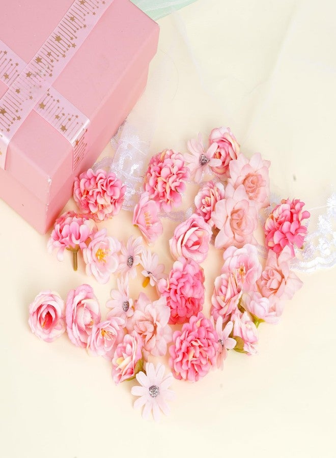 phnydreg 50pcs Faux Artificial Flower Heads Small Flower Heads for Birthday Wedding Baby Shower Cake Decoration DIY Craft(Pink) - Image 4