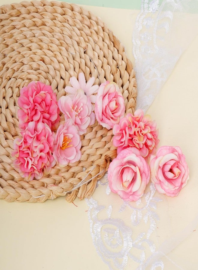 phnydreg 50pcs Faux Artificial Flower Heads Small Flower Heads for Birthday Wedding Baby Shower Cake Decoration DIY Craft(Pink) - Image 5