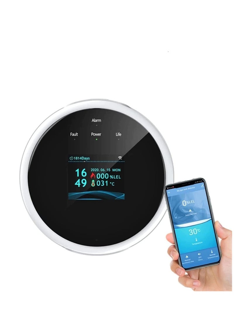 KASTWAVE WiFi Natural Gas Detector,Smart WiFi Gas Leak Detector with Temperature Sensor LCD Display, Plug-in Gas Leak Sensor for LPG, LNG,Methane and Butane Gases - Image 1
