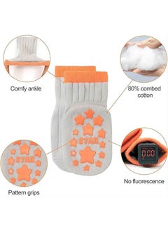 iMissiu 5 Pcs Baby Socks with Non Slip Grips Breathable Soft Cotton Socks for Infants Toddlers Kids Boys Girls 1-3 Year  - Image 2