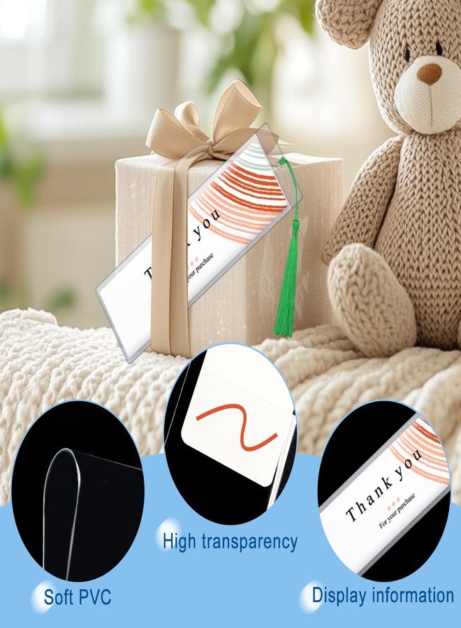 HAPY SHOP 50 Pieces Bookmark Sleeves with 50 Pieces Bookmarks Tassels 7.2×2.3 Inches Plastic Bookmark Sleeves for Bookmarks Photos Markers - Image 3