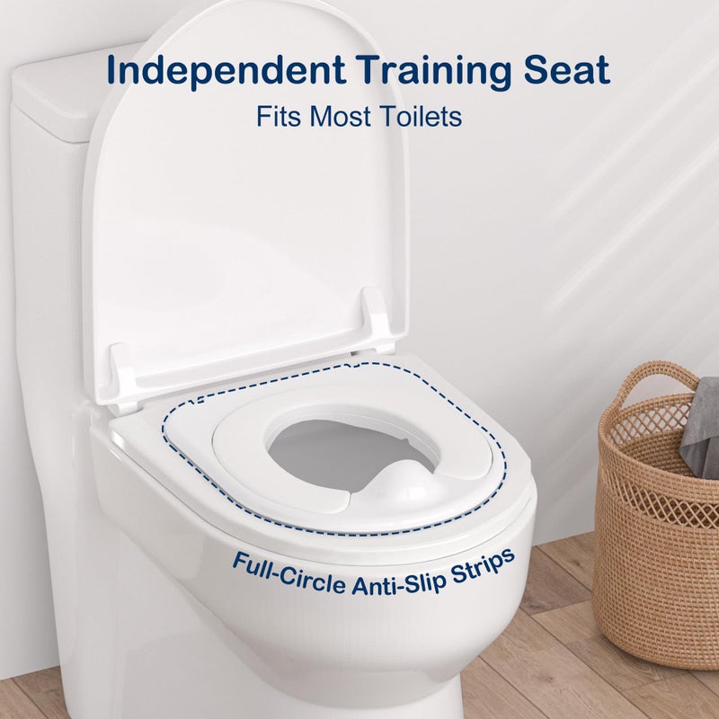 CheerTry 2-in-1 Toddler Potty Training Toilet - Larger Potty Chair & Detachable Training Seat for Boys & Girls Ages 1-3 with Flushing Sound, Wipes Storage, Toilet Paper Holder - Grey - Image 4