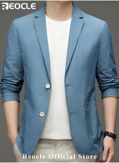 REOCLE Men's Casual Knit Blazer Business Suit Jacket Slim Fit 2 Button Lightweight Unlined Sport Coat Long-Sleeve Classic-fit Blazer  - Image 4