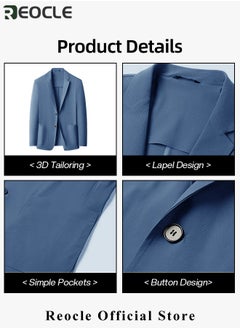 REOCLE Men's Casual Knit Blazer Business Suit Jacket Slim Fit 2 Button Lightweight Unlined Sport Coat Long-Sleeve Classic-fit Blazer  - Image 5