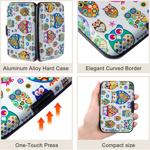 ELFISH Mini RFID Aluminum Wallet Credit Cards Holder Business Card Case Metal ID Case for Men Women (Owl) - Image 3