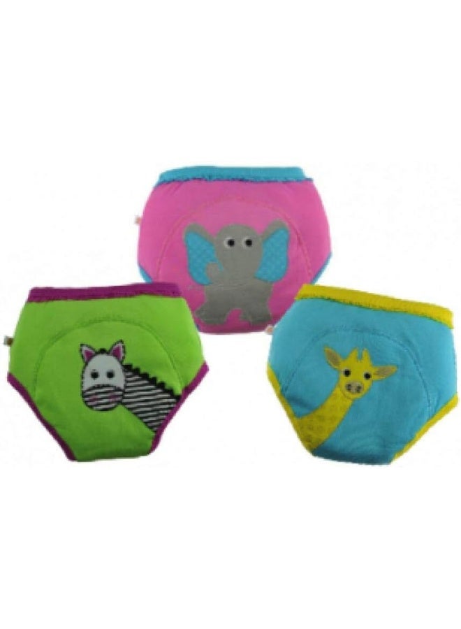 ZOOCCHINI Zoocchini Girls Training Pants, Age 3/4 Years, Safari Friends, Pack of 3  - Image 1