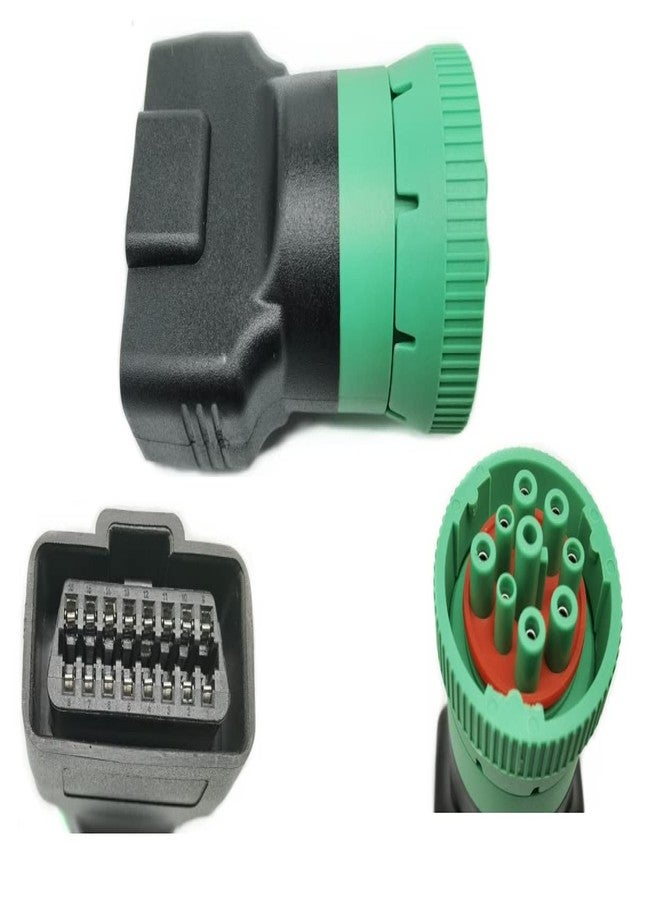 YPP Type 2 Green 9pin J1939 to OBD2 16pin J1962 Female Adapter - Image 1