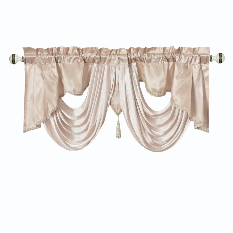 GOHD Golden Ocean Home Decor GOHD Valarie Fancy Window Valance 54 x 18 Taffeta Fabric with Soft Satin Swag Add Some Royal luxruy Accent to Your Home Coffee