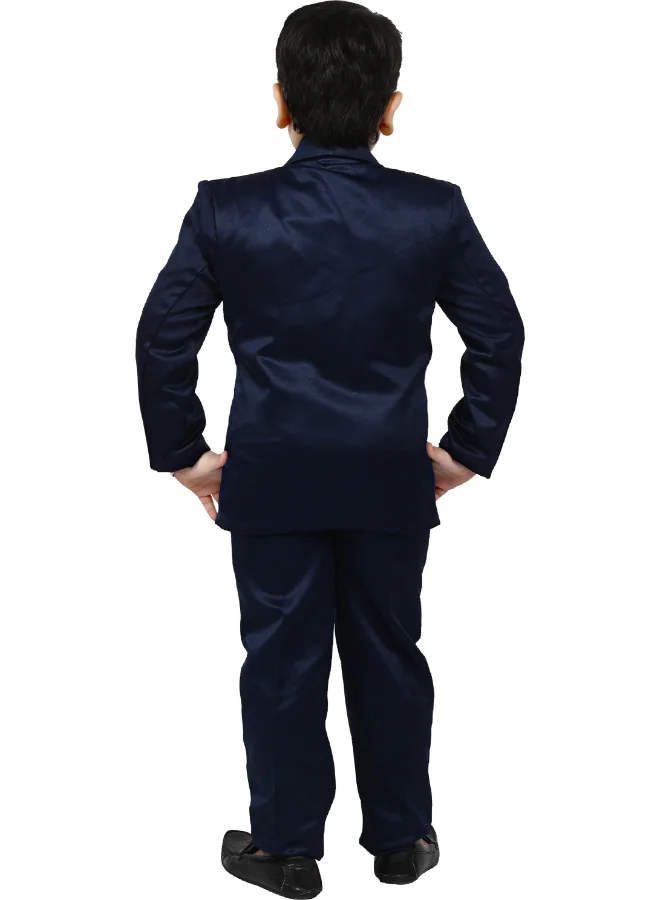 BT DEZINES Royal Blue Satin Suit Set for Boys