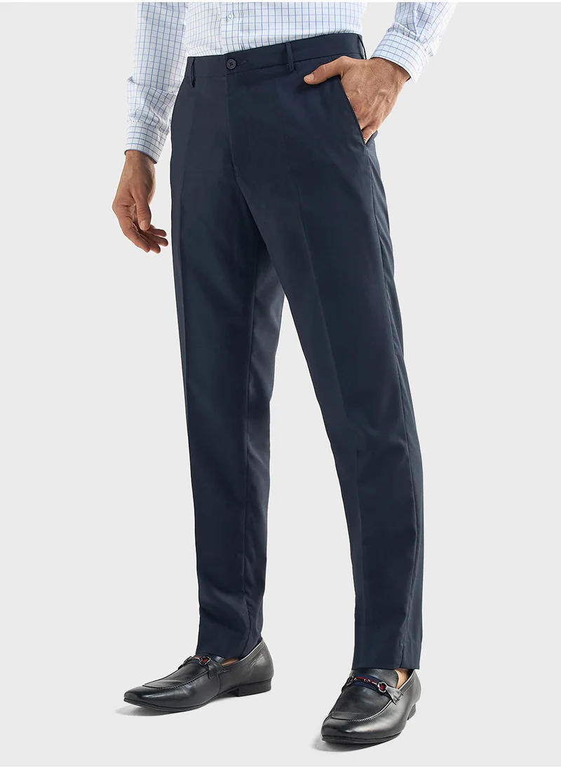 فاف Solid Regular Fit Flexi Waist Trousers with Pocket