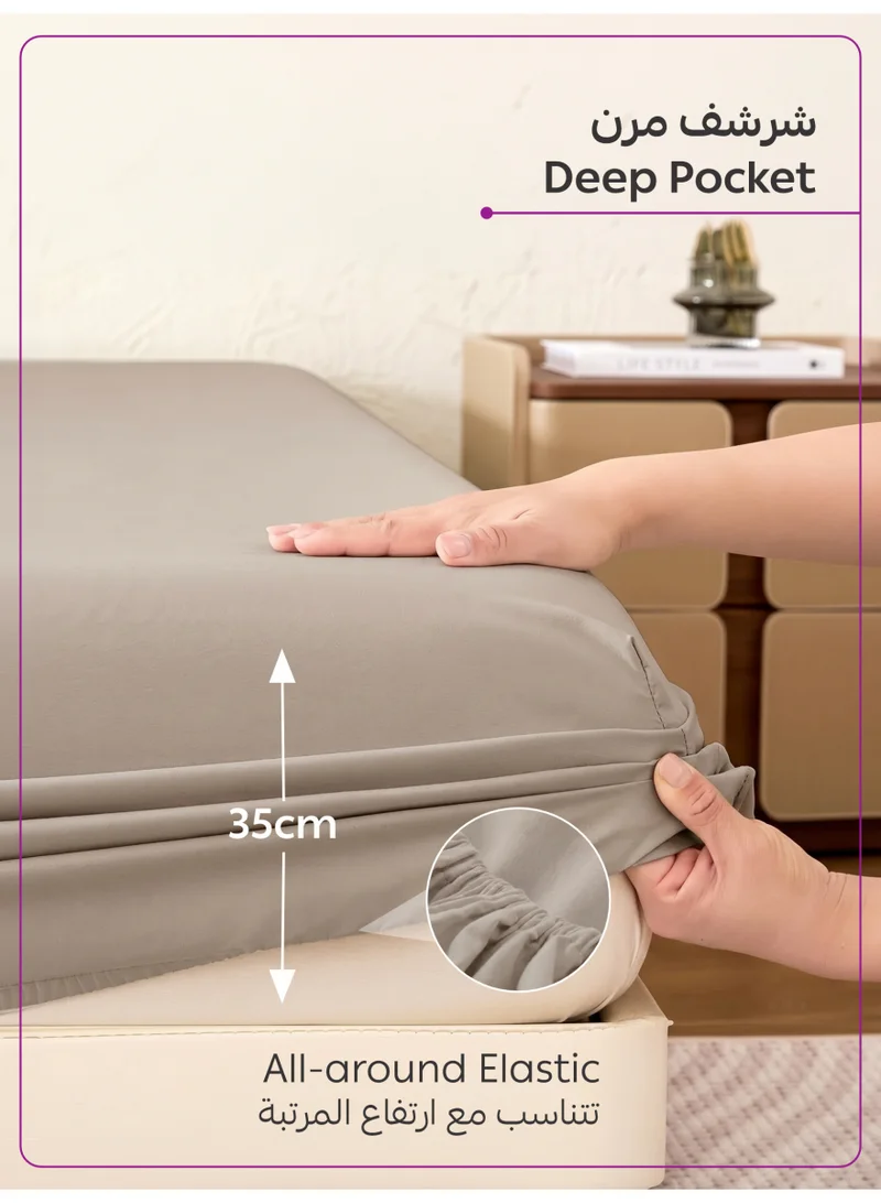 Donetella 200 X 200 Cm 4-Piece Super King Bed Sheet Set – Fits 200×200+35 cm – Ultra Soft Brushed Microfiber – Extra Deep Pocket, Secure Elastic All Around – 1 Flat Sheet, 1 Fitted Sheet & 2 Pillowcases, All-Season Comfort – Wrinkle & Fade Resistant, Hypoallergenic  | Best Price UAE
