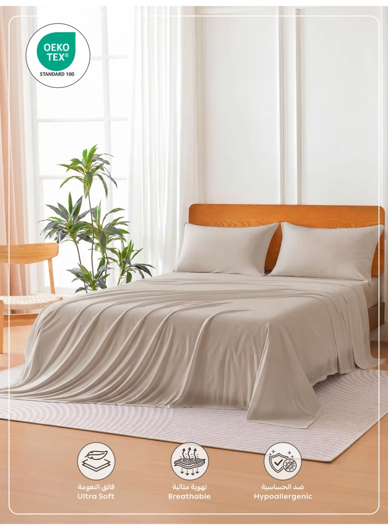 Donetella 200 X 200 Cm 4-Piece Super King Bed Sheet Set – Fits 200×200+35 cm – Ultra Soft Brushed Microfiber – Extra Deep Pocket, Secure Elastic All Around – 1 Flat Sheet, 1 Fitted Sheet & 2 Pillowcases, All-Season Comfort – Wrinkle & Fade Resistant, Hypoallergenic  | Best Price UAE