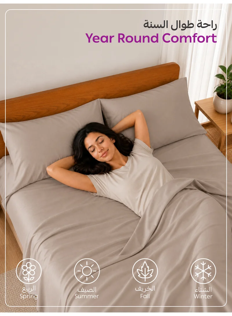 Donetella 200 X 200 Cm 4-Piece Super King Bed Sheet Set – Fits 200×200+35 cm – Ultra Soft Brushed Microfiber – Extra Deep Pocket, Secure Elastic All Around – 1 Flat Sheet, 1 Fitted Sheet & 2 Pillowcases, All-Season Comfort – Wrinkle & Fade Resistant, Hypoallergenic  | Best Price UAE