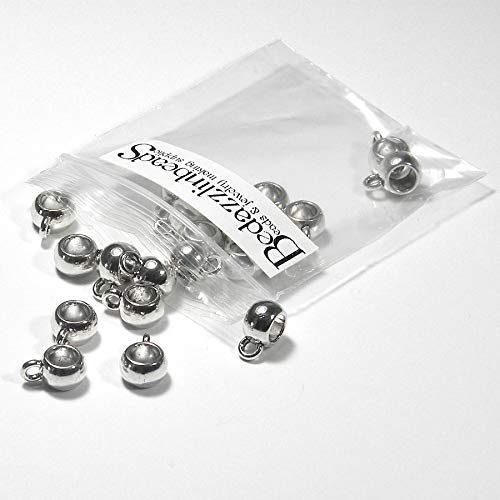 Bedazzlinbeads 20 Antique Silver Pewter European Charm Holder Bead Bails w/Loop & Large Hole - Image 2