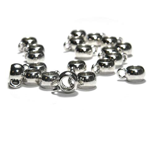 Bedazzlinbeads 20 Antique Silver Pewter European Charm Holder Bead Bails w/Loop & Large Hole - Image 1