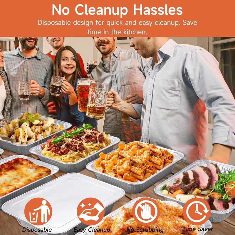 Lideropa Half Size Aluminum Pans 9x13-30 Pack Aluminum Foil Pans, Heavy Duty Disposable Pans for Cooking, Storing, Prepping, and Freezing Food - Image 5