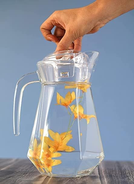 Red-Rubby 7pc Crystal Water Jug with Glass Set | jug with lid and Handle,6pieces Glass Set, 1pc Jug 1800ml and 6pc Glasses 6x300ml, Freezer Safe and Dishwasher Safe - Image 3