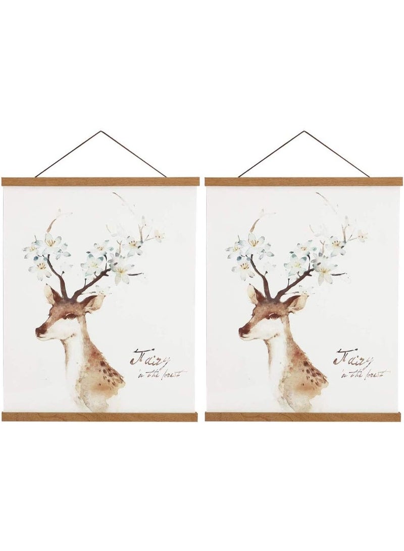 إطار حامل ملصق مغناطيسي 2 عبوة، 16x24 16x22 16x20 خشب فاتح مغناطيس قماش طباعة الأعمال الفنية حاملات ملصقات مجموعة تعليق (خشب تيك، 16 بوصة، 2 عبوة) - Image 1