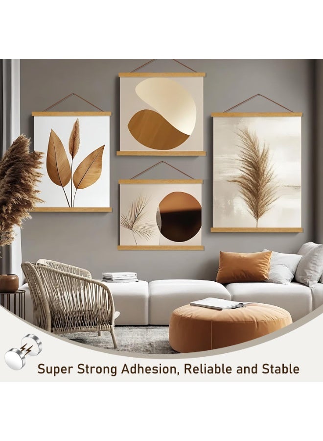 إطار حامل ملصق مغناطيسي 2 عبوة، 16x24 16x22 16x20 خشب فاتح مغناطيس قماش طباعة الأعمال الفنية حاملات ملصقات مجموعة تعليق (خشب تيك، 16 بوصة، 2 عبوة) - Image 3