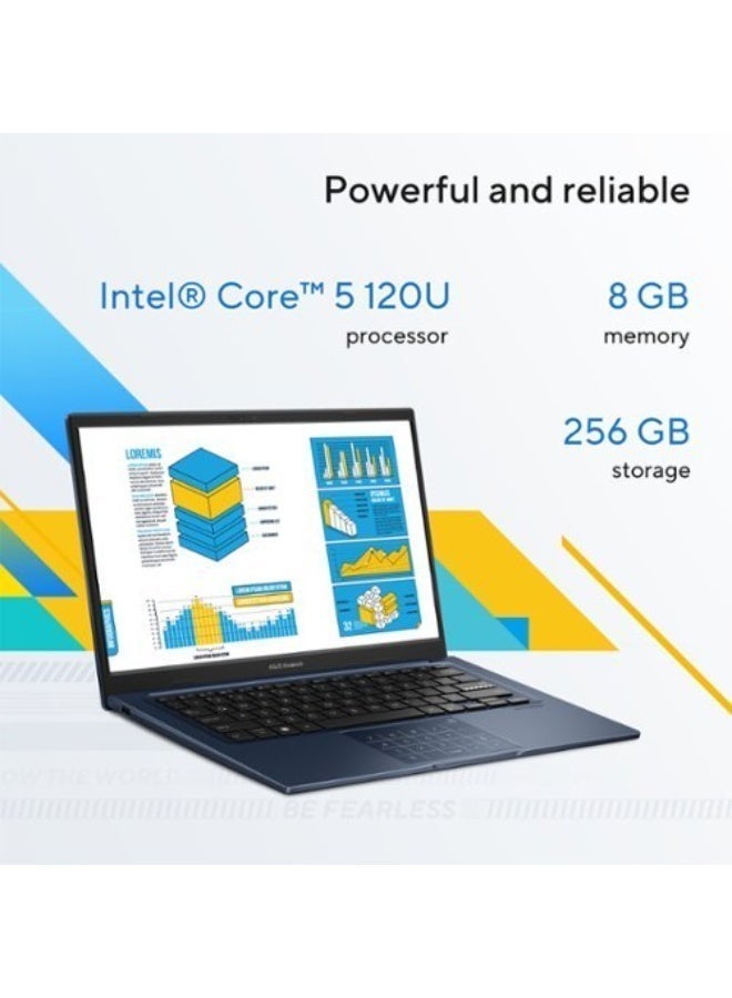 ASUS Vivobook 14 X1404VAP-V14 Laptop – 14” FHD LED Display, Intel Core 5 120U Processor, 8GB RAM, 256GB SSD, Windows 11, Slim & Lightweight Design– Portable Student & Office Laptop International English Quite Blue - Image 3