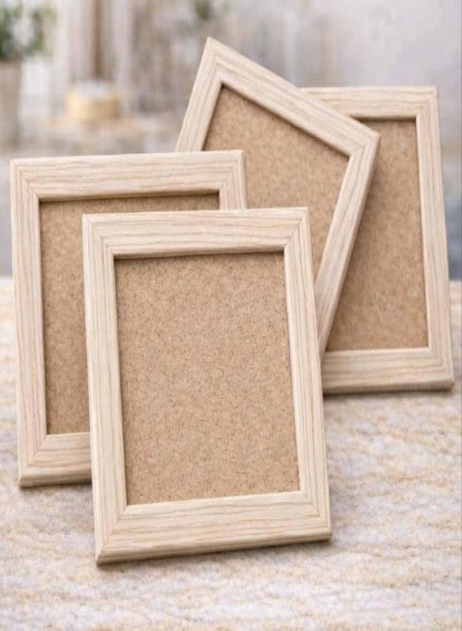 إطار صور خشبي طبيعي صغير مع أكريليك، 4×4 بوصة، مربع، مجموعة من 4 قطع - Image 1