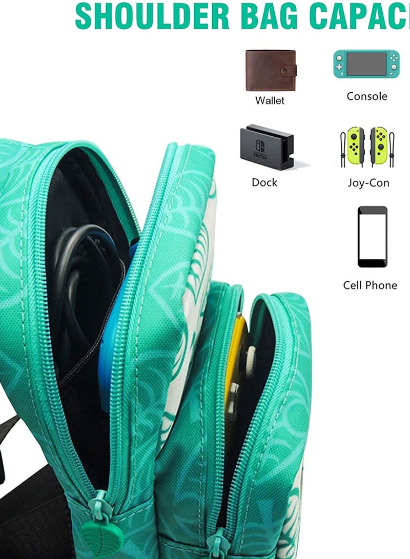 KASTWAVE Cute Leaf Crossbody Bag, Crossing Shoulder Backpack Compatible with Switch Lite, Nylon Waterproof Travel Storage Bag - Image 2