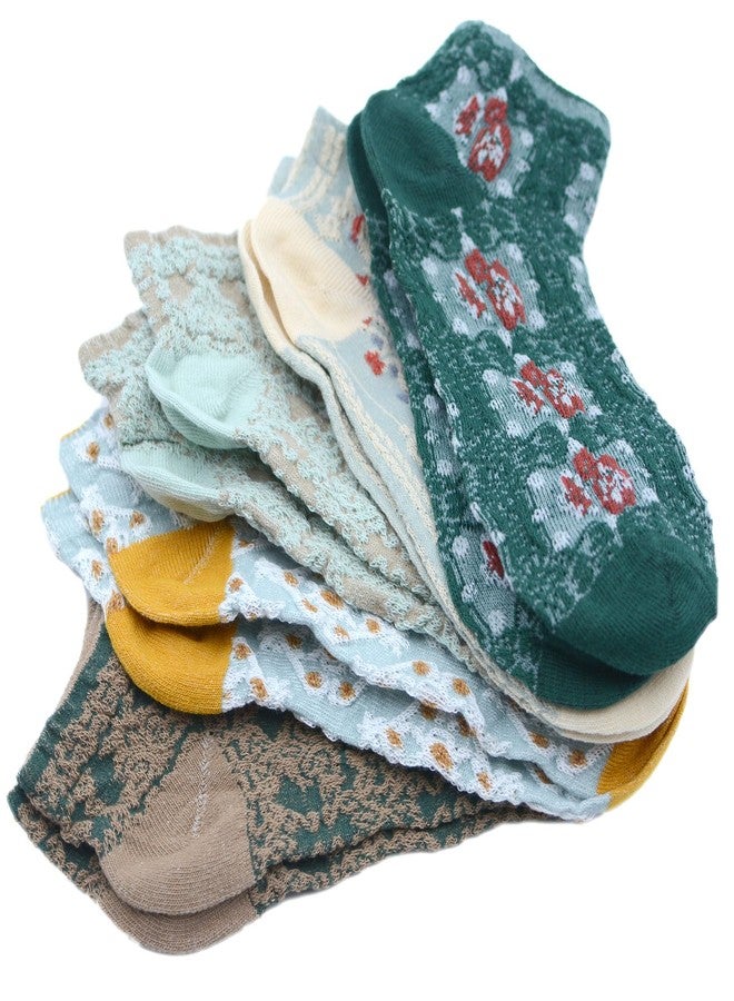 YYaaloa Low Cut Athletic cute Socks with Cute Vintage Embroidered Floral breathable Casual socks for Women Girl (US, Alpha, One Size, Regular, Regular, A- 5pairs) - Image 3