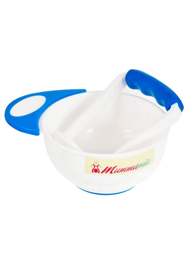 Mummamia مجموعة وعاء ومهراس مضاد للانزلاق 2 قطعة للأطفال (أزرق) - Image 1