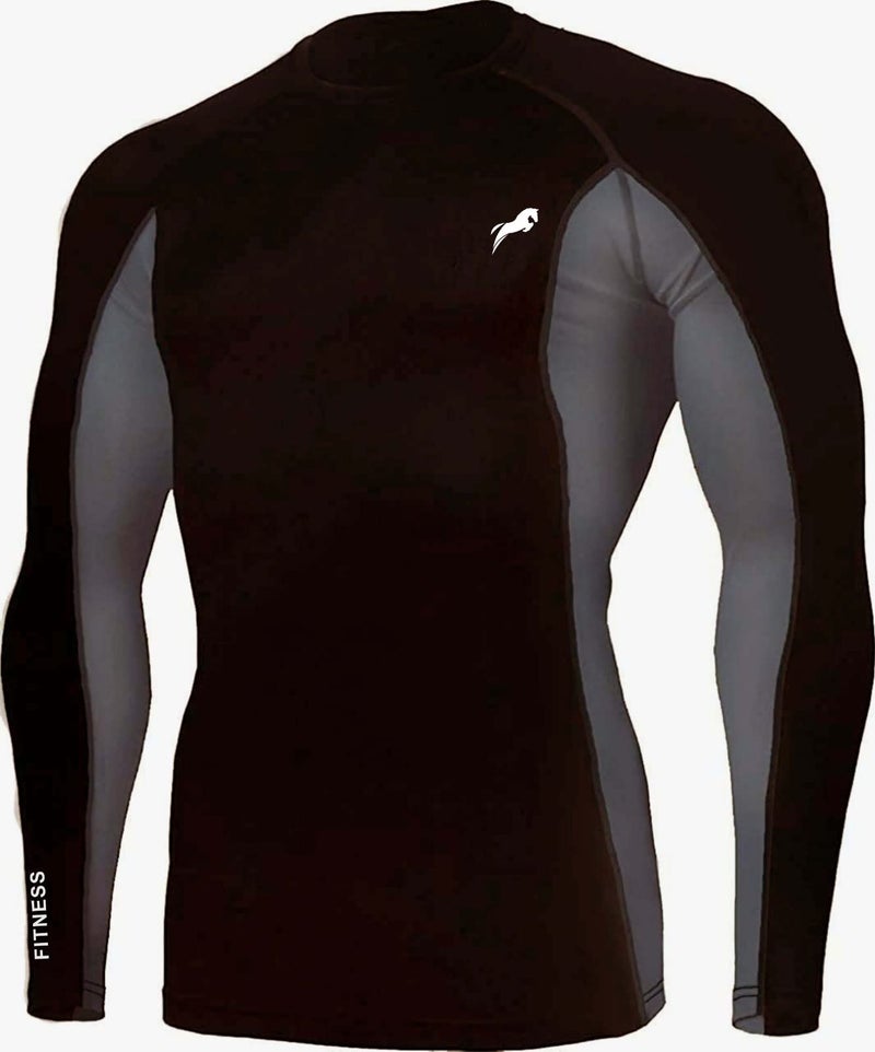 Just rider قميص رجالي بأكمام كاملة (أسود أزرق كامل جديد، L) - Image 3