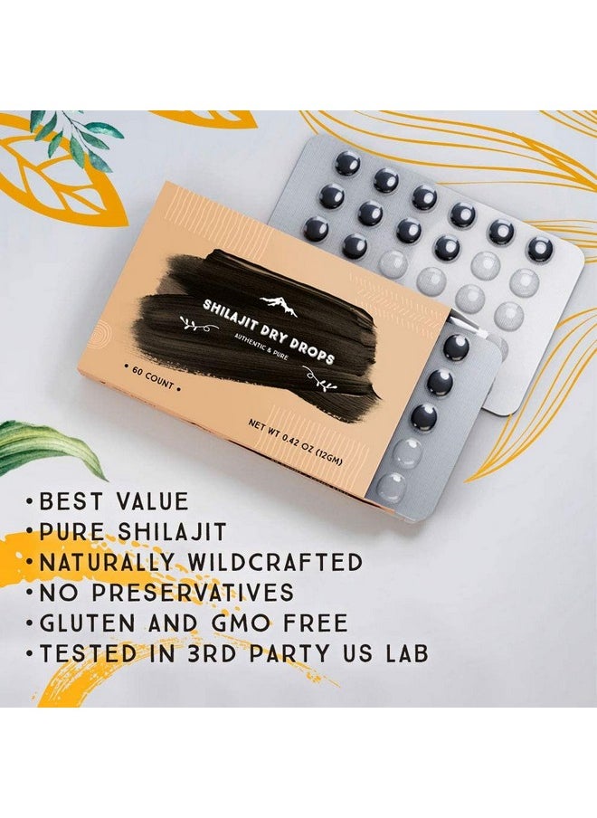 Pure Himalayan Shilajit - Shilajit Dry Drops 60 Counts Rich In Naturall Fulvic Acid Original Siberian Shilajit 100% Puretrace Minerals Complex - Image 1