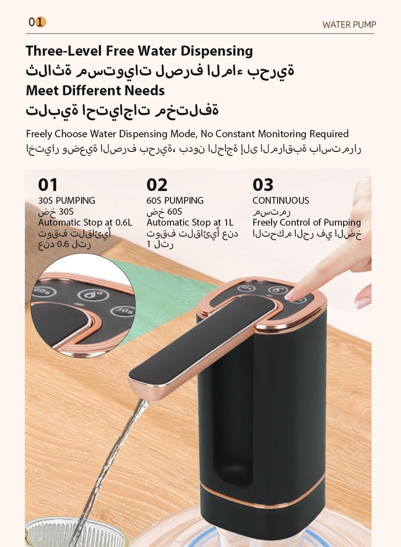 DPTER Electric Foldable Water Pump, Portable Automatic Water Dispenser Pump for 4.5-18.9L ,  Mini Water Dispenser Pump with Efficient Battery Life, USB Charging Electric Bottle Pump - Image 4