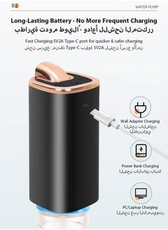 DPTER Electric Foldable Water Pump, Portable Automatic Water Dispenser Pump for 4.5-18.9L ,  Mini Water Dispenser Pump with Efficient Battery Life, USB Charging Electric Bottle Pump  - Image 5