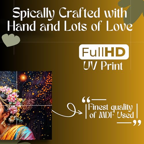 Nozvera 8 Pcs Radha Krishna MDF Wall Painting, UV Sparkle Laminated, 25x48 Inch Panel Art for Living Room & Home Decor - Image 2