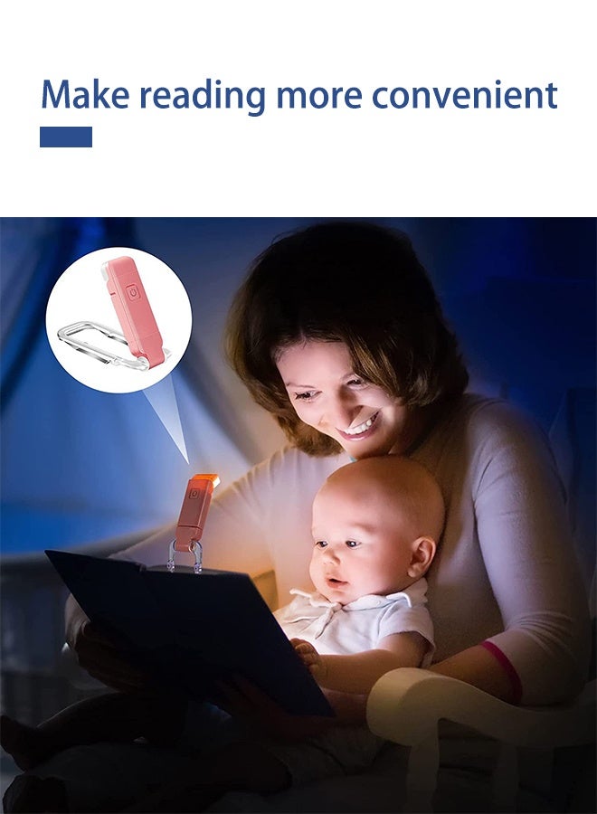 مصباح قراءة الكتب، مصباح LED محمول قابل لإعادة الشحن عبر USB للقراءة في السرير، 3 سطوع قابل للتعديل وإضاءة علامة مرجعية لحماية العين، مصباح قراءة (وردي) - Image 5