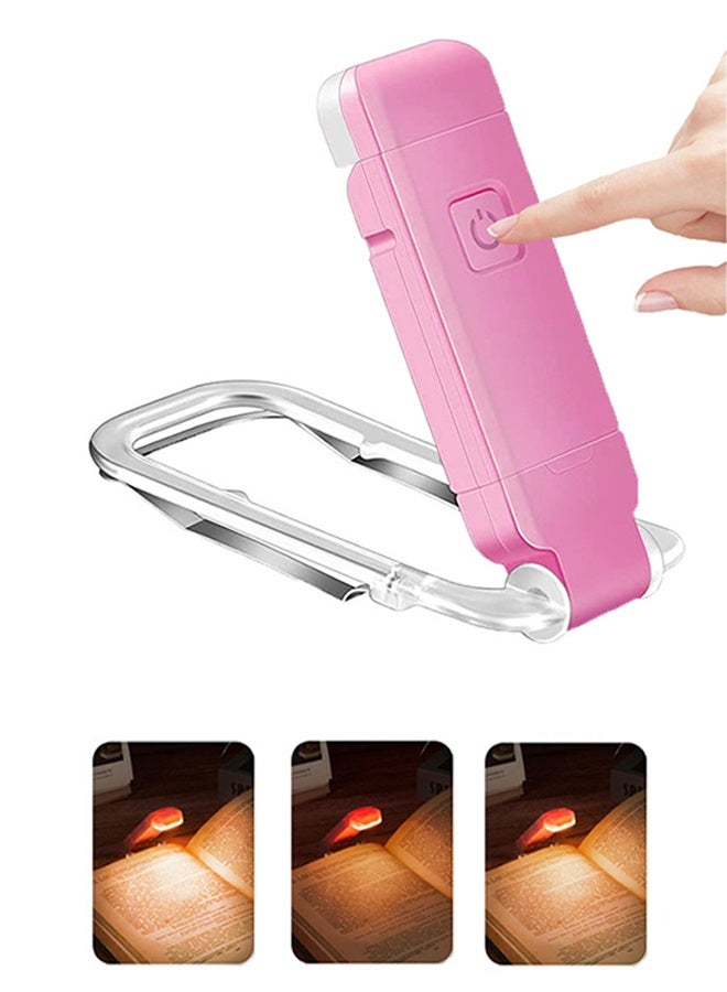 مصباح قراءة الكتب، مصباح LED محمول قابل لإعادة الشحن عبر USB للقراءة في السرير، 3 سطوع قابل للتعديل وإضاءة علامة مرجعية لحماية العين، مصباح قراءة (وردي) - Image 4