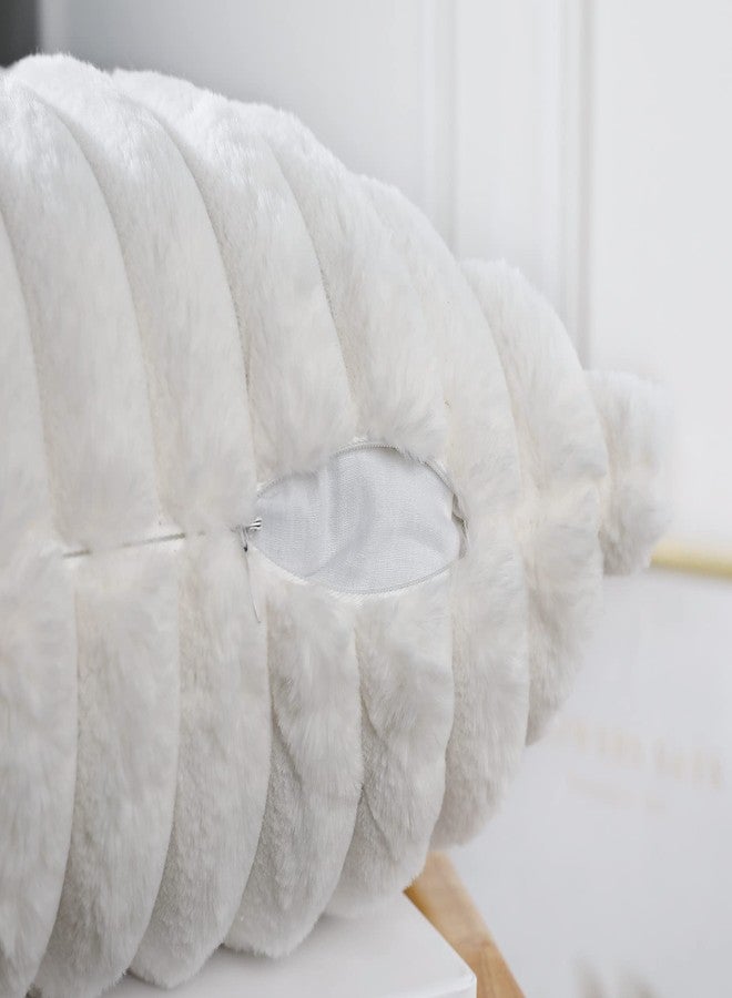 PANOD Faux Fur Decorative Lumbar Throw Pillow Covers 12 x 24,Long Boho Lumbar Pillow Covers Pillow Case Cushion Case for Bed Sofa Farmhouse Livingroom,White - Image 5
