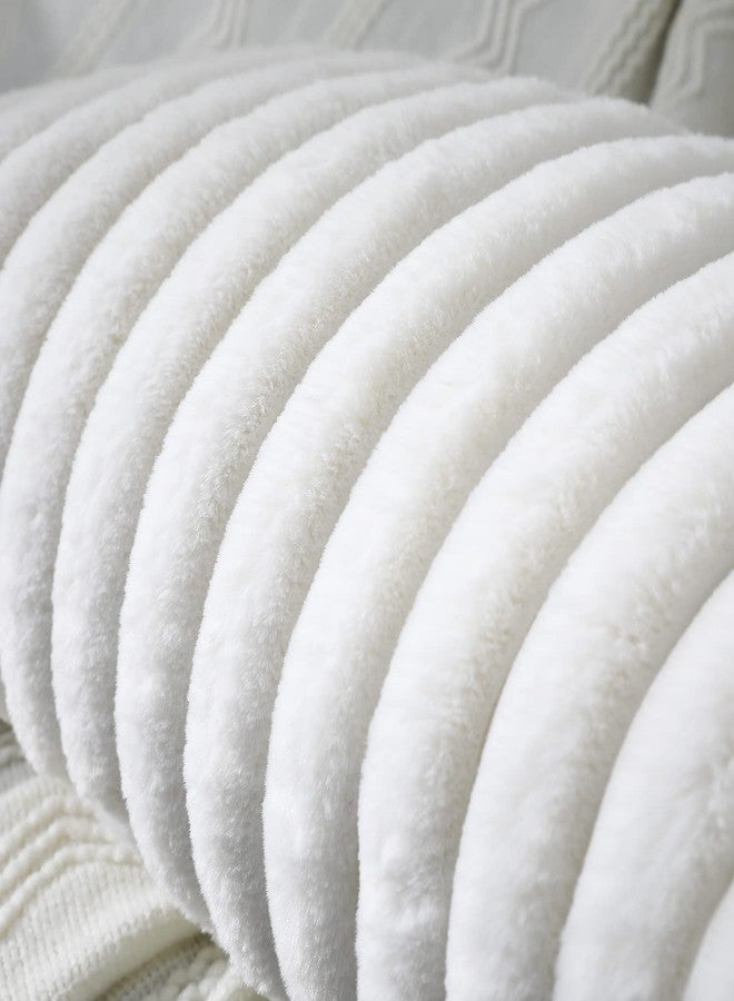 PANOD Faux Fur Decorative Lumbar Throw Pillow Covers 12 x 24,Long Boho Lumbar Pillow Covers Pillow Case Cushion Case for Bed Sofa Farmhouse Livingroom,White - Image 4